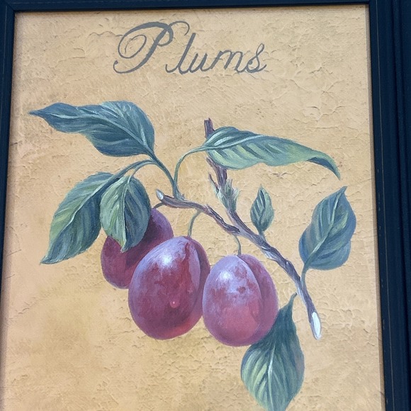Vintage Nancy Wiseman Plums Fruit Wall Art Picture Framed 10x12 - Picture 3 of 9